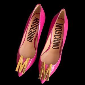 Moschino hot pink lacquer logo shoes size 9